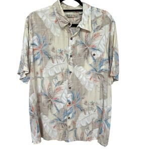 Vintage Batik Bay Men's Palm Tree and Leaves Hawaiian Button Up Size XL
